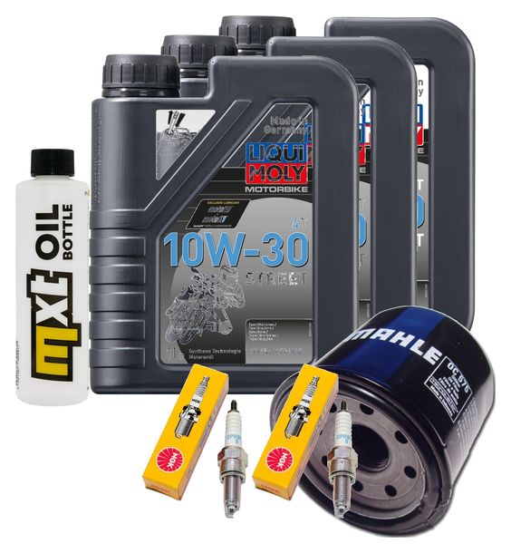 Inspektionspaket 3L 10W-30 + Ölfilter + 2x Zündkerze für Honda CB F CMX A Rebel 500 ccm Bj. 2020 - 2022