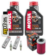 Paquete de inspección 2L 10W-50 + filtro de aceite + 2x bujía para Husqvarna Supermoto, KTM SMC R ABS 690 / 701 ccm Año 2021 - 2022