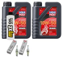 Paquete de inspección 2L 10W-50 + filtro de aceite + 2x bujía para Husqvarna Supermoto, KTM SMC R ABS 690 / 701 ccm Año 2021 - 2022