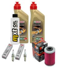 Pacote de Inspeção 2L 10W-50 + Filtro de Óleo + 2x Vela de Ignição para Husqvarna Supermoto, KTM SMC R ABS 690 / 701 ccm Ano Mod. 2021 - 2022