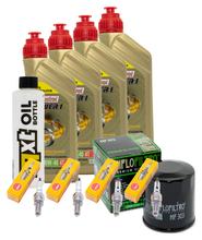 Paquete de inspección 4L 10W-40 + filtro de aceite + 4 bujías para Kawasaki ZX-6R 636 ccm Año 2020