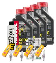 Pacchetto di ispezione 4L 10W-40 + filtro olio + 4x candela per Kawasaki ZX-6R 636 ccm Anno 2020
