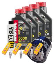 Inspectiepakket 4L 10W-40 + Oliefilter + 4x Bougie voor Kawasaki ZX-6R 636 ccm Bj. 2020