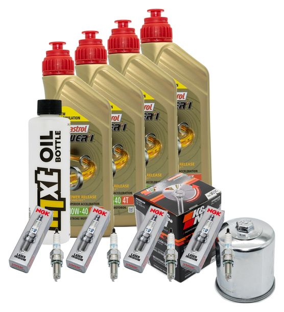 Inspektionspaket 4L 10W-40 + Ölfilter + 4x Zündkerze für Kawasaki Z 900 ccm Bj. 2020 - 2022