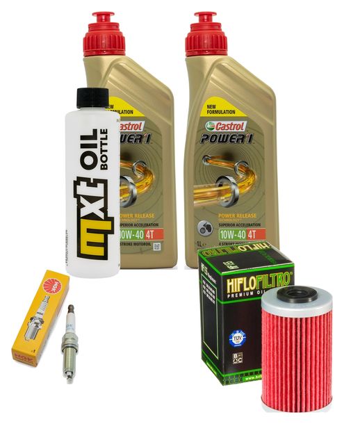 Paquete de inspección 2L 10W-40 + filtro de aceite + 1x bujía para KTM Duke 125 ccm Año 2021