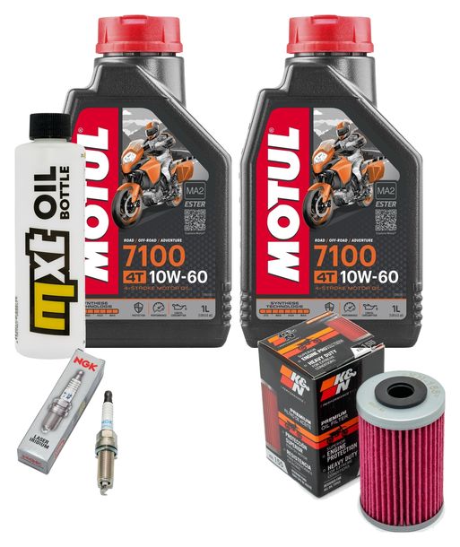 Pacchetto di ispezione 2L 10W-60 + filtro olio + 1x candela per KTM SMC R ABS 690 ccm Anno 2008 - 2010