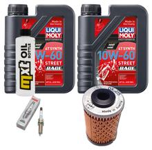 Pacchetto di ispezione 2L 10W-60 + filtro olio + 1x candela per KTM SMC R ABS 690 ccm Anno 2008 - 2010
