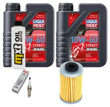 Pacchetto di ispezione 2L 10W-60 + filtro olio + 1x candela per KTM SMC R ABS 690 ccm Anno 2008 - 2010