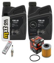 Pacchetto di ispezione 2L 10W-60 + filtro olio + 1x candela per KTM SMC R ABS 690 ccm Anno 2008 - 2010