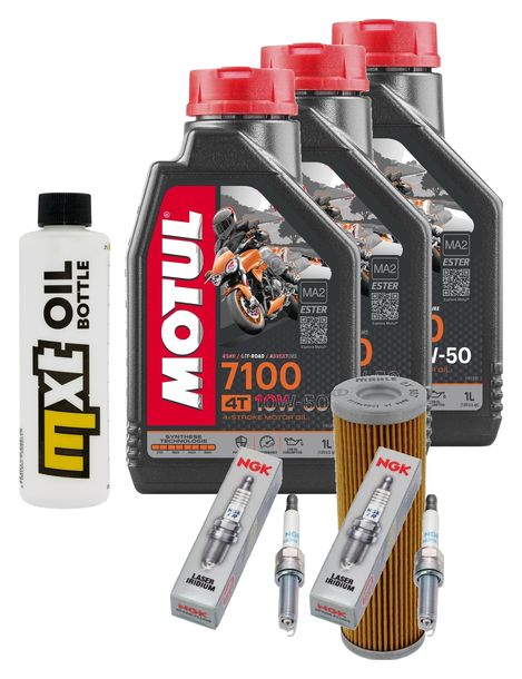 Inspektionspaket 3L 10W-50 + Ölfilter + 2x Zündkerze für KTM Duke R 890 ccm Bj. 2020 - 2021