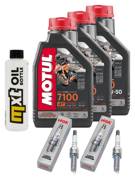 Inspektionspaket 3L 10W-50 + Ölfilter + 2x Zündkerze für KTM Duke R 890 ccm Bj. 2020 - 2021