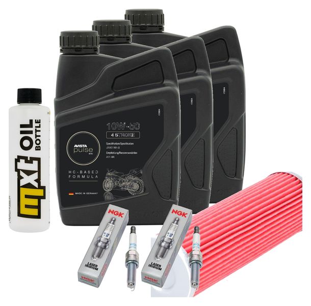 Inspektionspaket 3L 10W-50 + Ölfilter + 2x Zündkerze für KTM Duke R 890 ccm Bj. 2020 - 2021