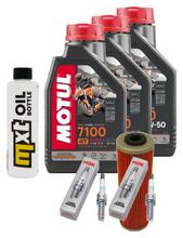 Pacote de Inspeção 3L 10W-50 + Filtro de Óleo + 2x Vela de Ignição para KTM Duke R 890 ccm Ano. 2020 - 2021