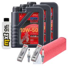 Pacote de Inspeção 3L 10W-50 + Filtro de Óleo + 2x Vela de Ignição para KTM Duke R 890 ccm Ano. 2020 - 2021