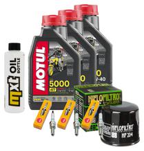 Inspektionspaket 3L 10W-40 + Ölfilter + 3x Zündkerze für Triumph Trident ABS 660 ccm Bj. 2021