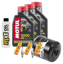 Inspektionspaket 3L 10W-40 + Ölfilter + 3x Zündkerze für Triumph Trident ABS 660 ccm Bj. 2021