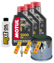 Inspektionspaket 3L 10W-40 + Ölfilter + 3x Zündkerze für Triumph Trident ABS 660 ccm Bj. 2021