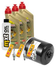Inspektionspaket 3L 10W-40 + Ölfilter + 3x Zündkerze für Triumph Trident ABS 660 ccm Bj. 2021