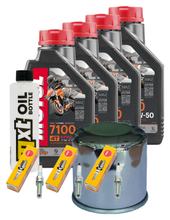 Paquete de inspección 4L 10W-50 + filtro de aceite + 3 bujías para Triumph Speed Triple RS 1200 ccm Año 2021 - 2022
