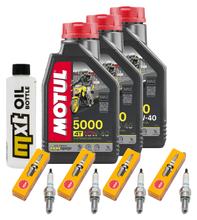 Inspektionspaket 3L 10W-40 + Ölfilter + 4x Zündkerze für Yamaha YZF-R6 600 ccm Bj. 2021
