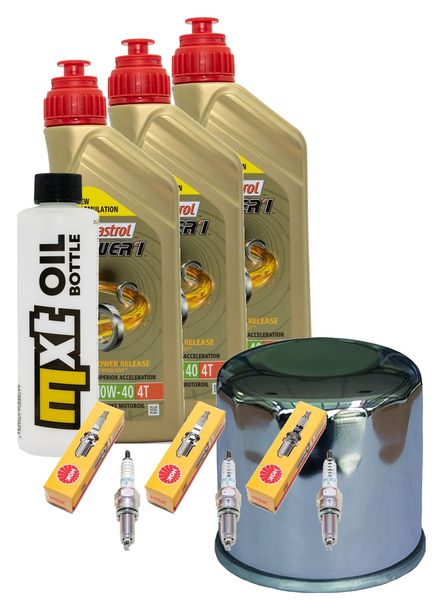 Inspektionspaket 3L 10W-40 + Ölfilter + 3x Zündkerze für Yamaha MT-09 850 ccm Bj. 2013