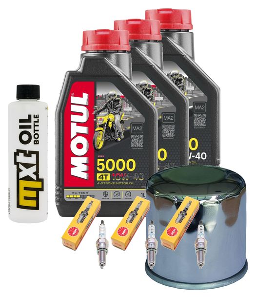Inspektionspaket 3L 10W-40 + Ölfilter + 3x Zündkerze für Yamaha MT-09 850 ccm Bj. 2020