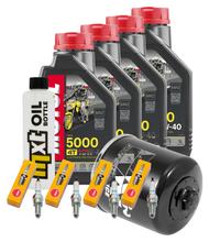 Kit d'inspection 4L 10W-40 + filtre à huile + 4x bougie pour Yamaha FZ1 Fazer N NA S SA 1000 ccm Année 2017
