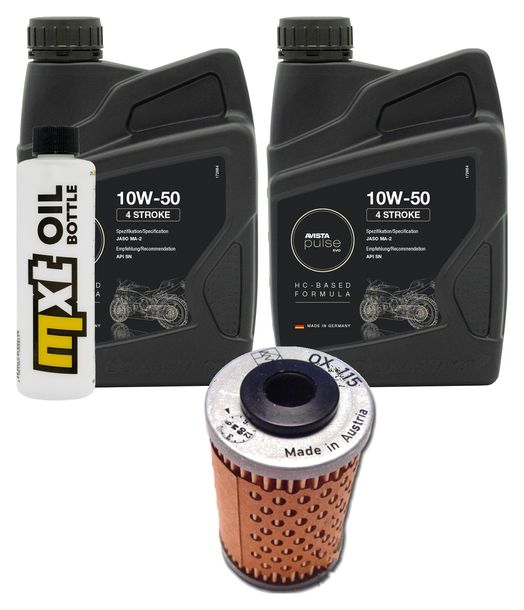 Inspektionspaket 2L 10W-50 + Ölfilter + 2x Zündkerze für Husqvarna Supermoto, KTM SMC R ABS 690 / 701 ccm Bj. 2022 - 2023