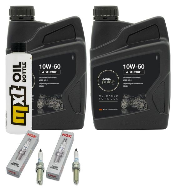 Inspektionspaket 2L 10W-50 + Ölfilter + 2x Zündkerze für Husqvarna Supermoto, KTM SMC R ABS 690 / 701 ccm Bj. 2022 - 2023