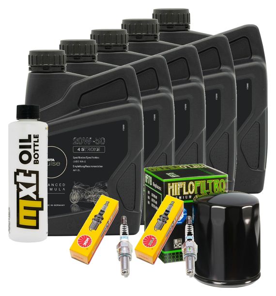 Inspektionspaket 5L 20W-50 + Ölfilter + 2x Zündkerze für Harley Davidson FXFBS 1868 Softail Fat Bob 1900 ccm Bj. 2022