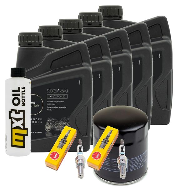 Inspektionspaket 5L 20W-50 + Ölfilter + 2x Zündkerze für Harley Davidson FXFBS 1868 Softail Fat Bob 1900 ccm Bj. 2022
