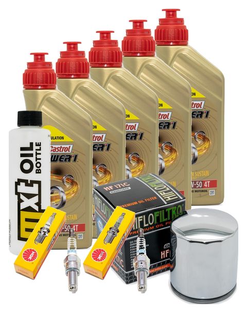 Inspektionspaket 5L 20W-50 + Ölfilter + 2x Zündkerze für Harley Davidson FXFBS 1868 Softail Fat Bob 1900 ccm Bj. 2022