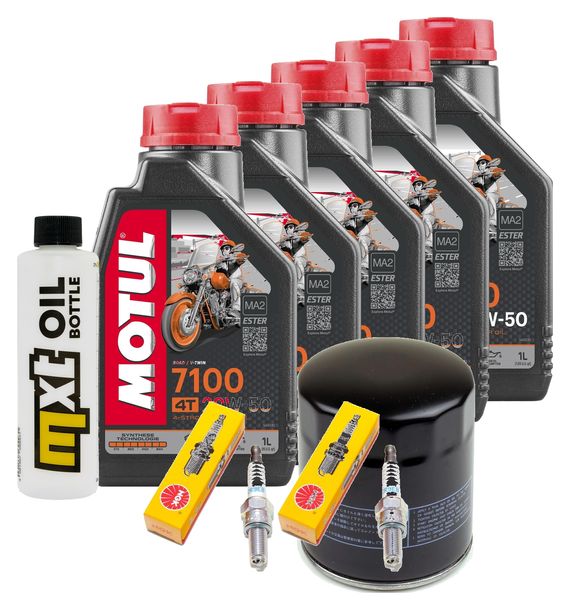 Inspektionspaket 5L 20W-50 + Ölfilter + 2x Zündkerze für Harley Davidson FLFBS 1868 Softail Fat Boy 1900 ccm Bj. 2021