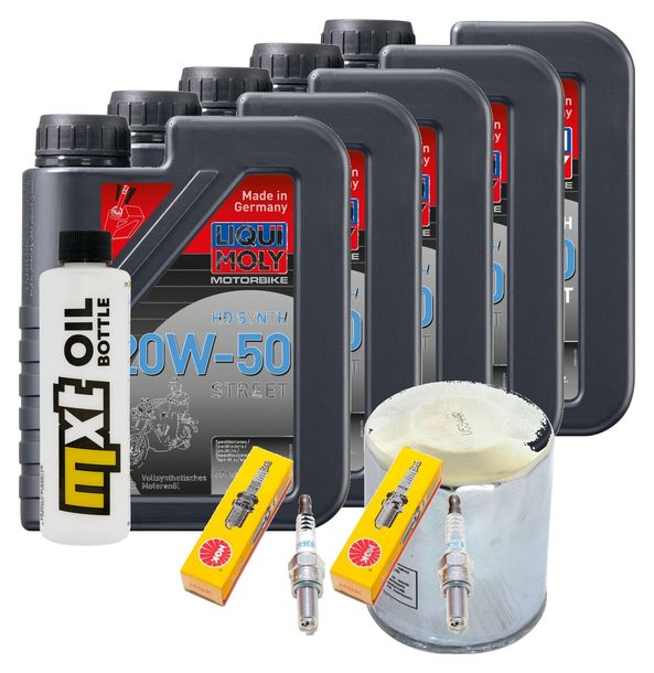 Inspektionspaket 5L 20W-50 + Ölfilter + 2x Zündkerze für Harley Davidson FLFBS 1868 Softail Fat Boy 1900 ccm Bj. 2021