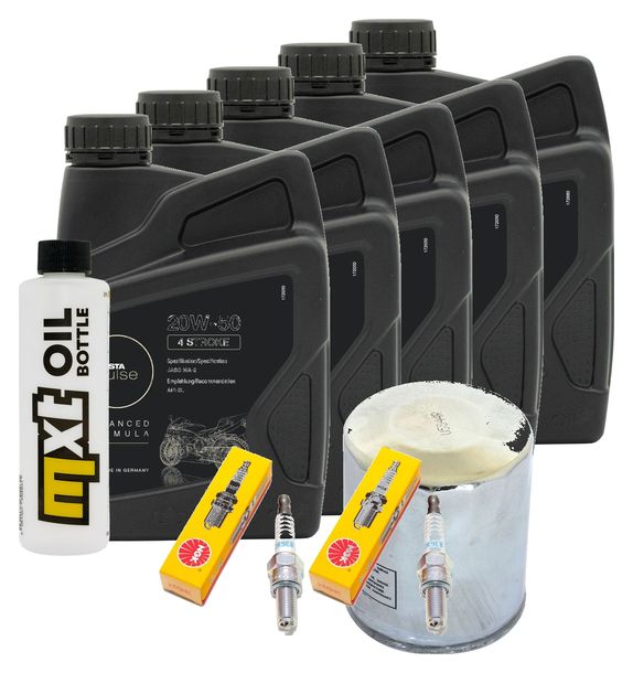 Inspektionspaket 5L 20W-50 + Ölfilter + 2x Zündkerze für Harley Davidson FLFBS 1868 Softail Fat Boy 1900 ccm Bj. 2021