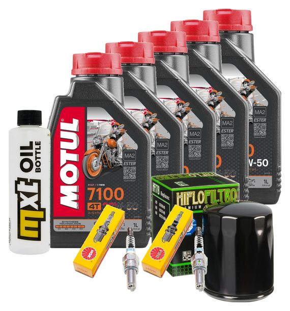 Inspektionspaket 5L 20W-50 + Ölfilter + 2x Zündkerze für Harley Davidson FLFBS 1868 Softail Fat Boy 1900 ccm Bj. 2022