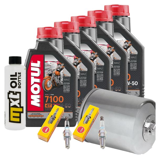 Inspektionspaket 5L 20W-50 + Ölfilter + 2x Zündkerze für Harley Davidson FLFBS 1868 Softail Fat Boy 1900 ccm Bj. 2022
