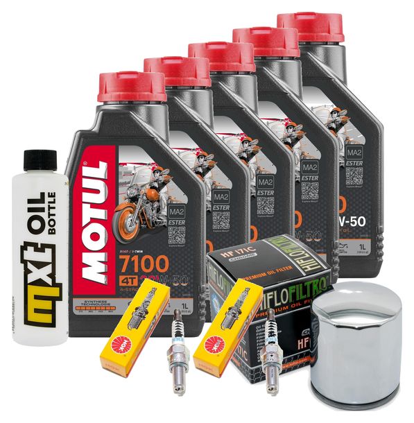 Inspektionspaket 5L 20W-50 + Ölfilter + 2x Zündkerze für Harley Davidson FLFBS 1868 Softail Fat Boy 1900 ccm Bj. 2022