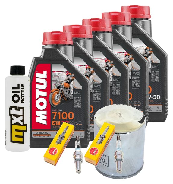 Inspektionspaket 5L 20W-50 + Ölfilter + 2x Zündkerze für Harley Davidson FLFBS 1868 Softail Fat Boy 1900 ccm Bj. 2022