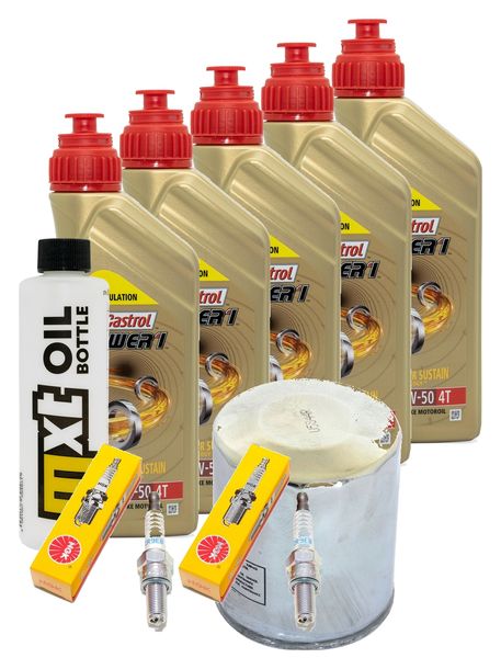 Inspektionspaket 5L 20W-50 + Ölfilter + 2x Zündkerze für Harley Davidson FLFBS 1868 Softail Fat Boy 1900 ccm Bj. 2022