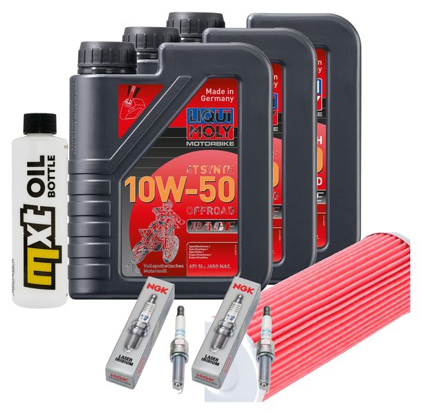 Inspektionspaket 3L 10W-50 + Ölfilter + 2x Zündkerze für KTM Duke R 890 ccm Bj. 2022 - 2023