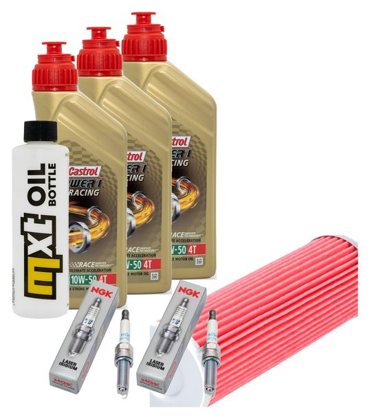 Inspektionspaket 3L 10W-50 + Ölfilter + 2x Zündkerze für KTM Duke R 890 ccm Bj. 2022 - 2023