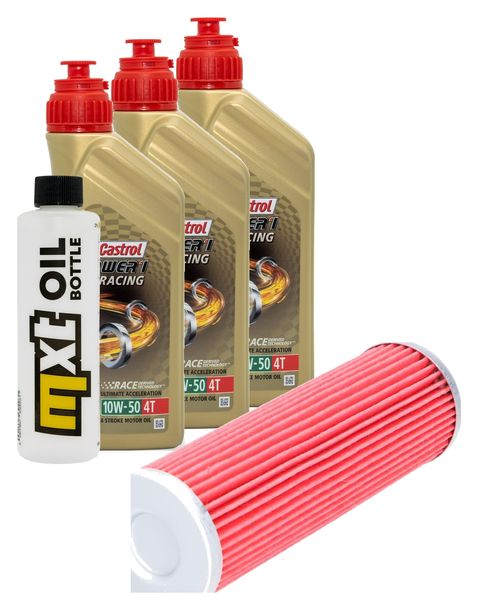 Inspektionspaket 3L 10W-50 + Ölfilter + 2x Zündkerze für KTM Duke R 890 ccm Bj. 2022 - 2023