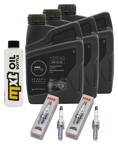 Inspektionspaket 3L 10W-50 + Ölfilter + 2x Zündkerze für KTM Duke R 890 ccm Bj. 2022 - 2023