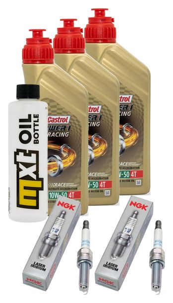 Inspektionspaket 3L 10W-50 + Ölfilter + 2x Zündkerze für KTM Duke R 890 ccm Bj. 2022 - 2023