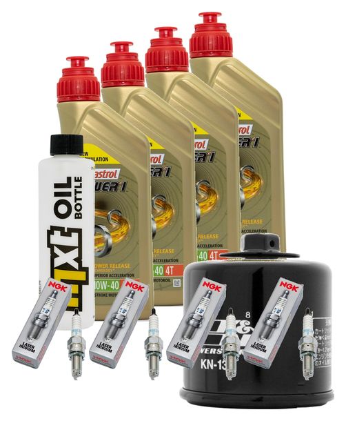Inspektionspaket 4L 10W-40 + Ölfilter + 4x Zündkerze für Suzuki GSX-R 1000 ccm Bj. 2022