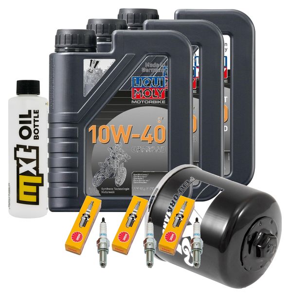 Inspection package 3L 10W-40 + oil filter + 3x spark plug for Triumph Trident ABS 660 ccm Year 2022