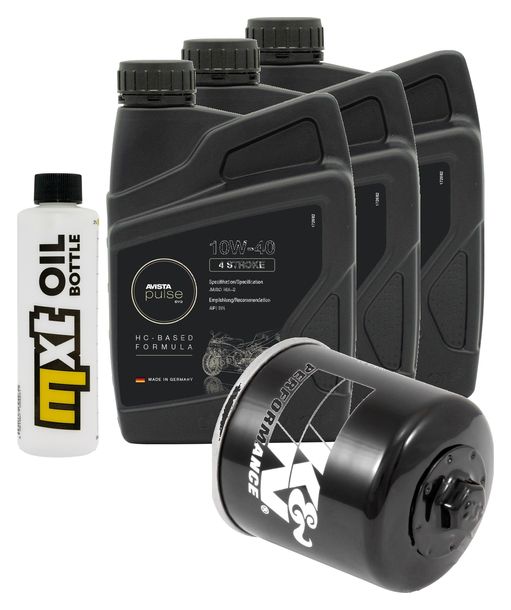 Inspektionspaket 3L 10W-40 + Ölfilter + 3x Zündkerze für Triumph Trident ABS 660 ccm Bj. 2022