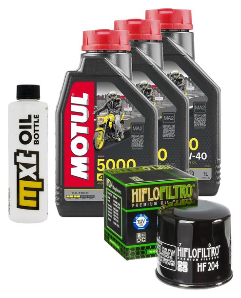 Inspection package 3L 10W-40 + oil filter + 3x spark plug for Triumph Trident ABS 660 ccm Year 2022