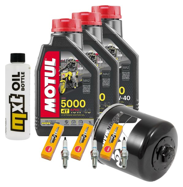 Inspection package 3L 10W-40 + oil filter + 3x spark plug for Triumph Trident ABS 660 ccm Year 2022